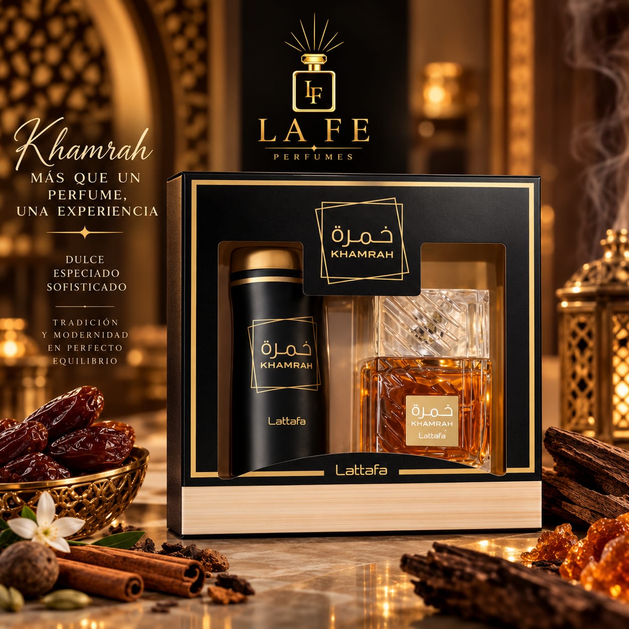 Set 2pcs Lattafa Khamrah 100ml EDP + Body Spray 236ml